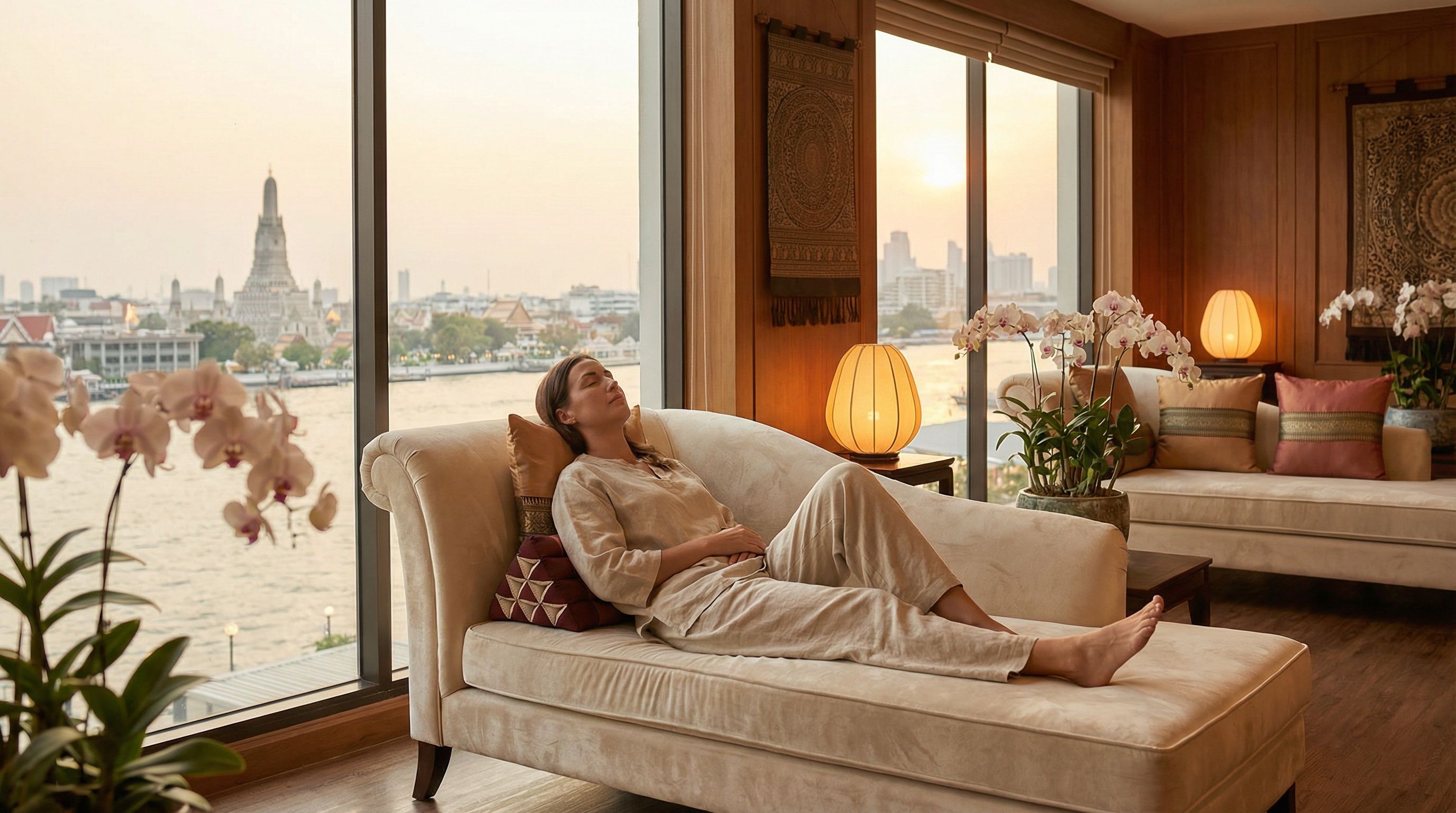 Patient relaxing in a luxurious recovery setting in Bangkok