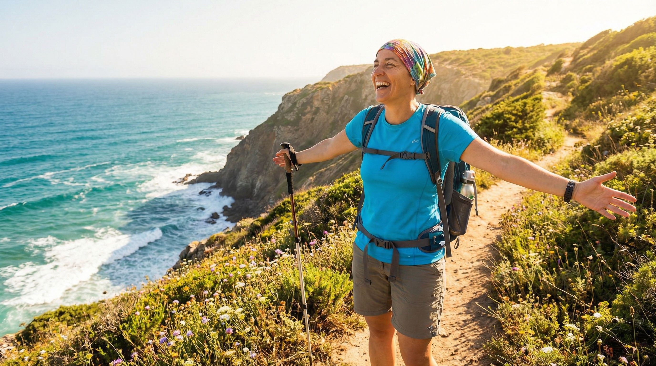 Cancer survivor enjoying active outdoor life