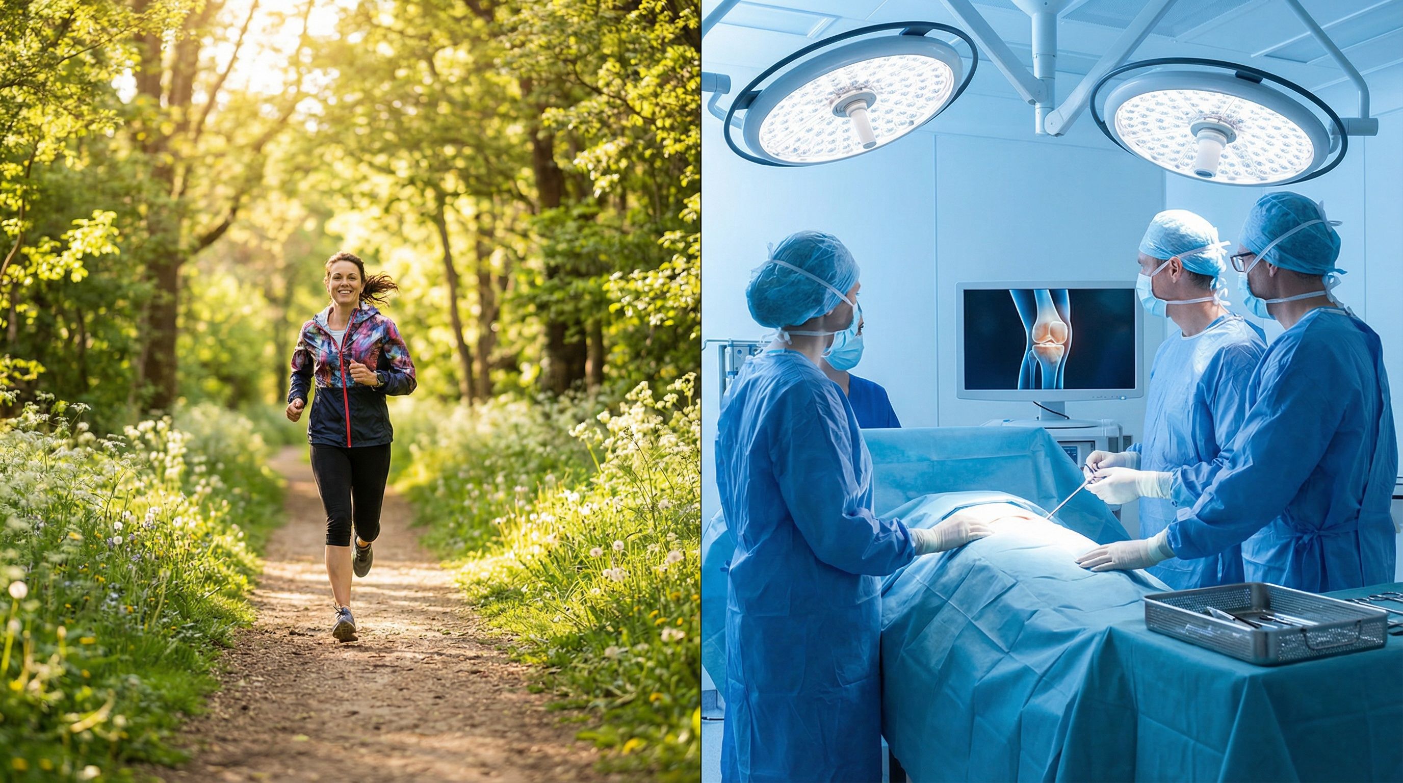 Active person who avoided surgery versus traditional surgical scene