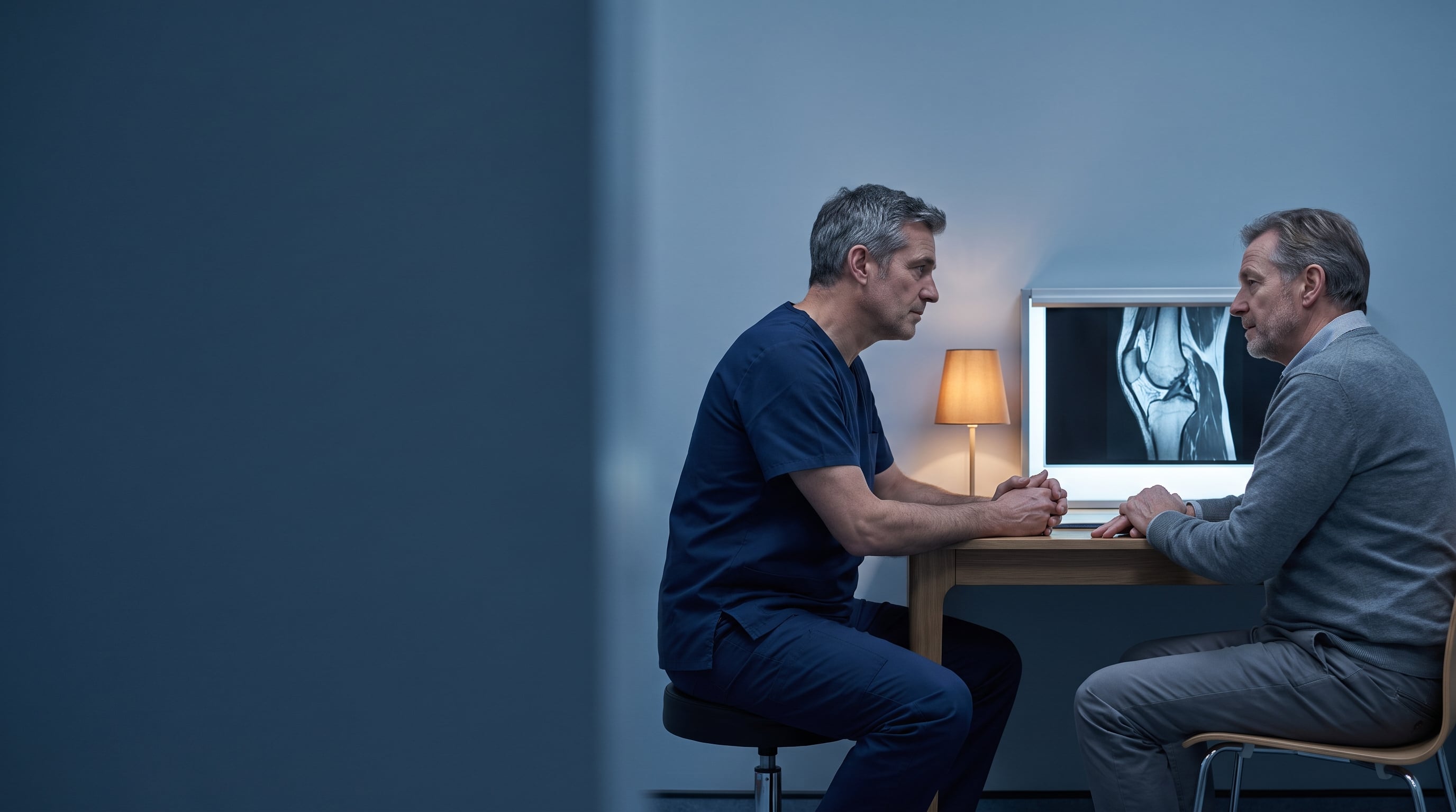 A person weighing treatment options for joint pain