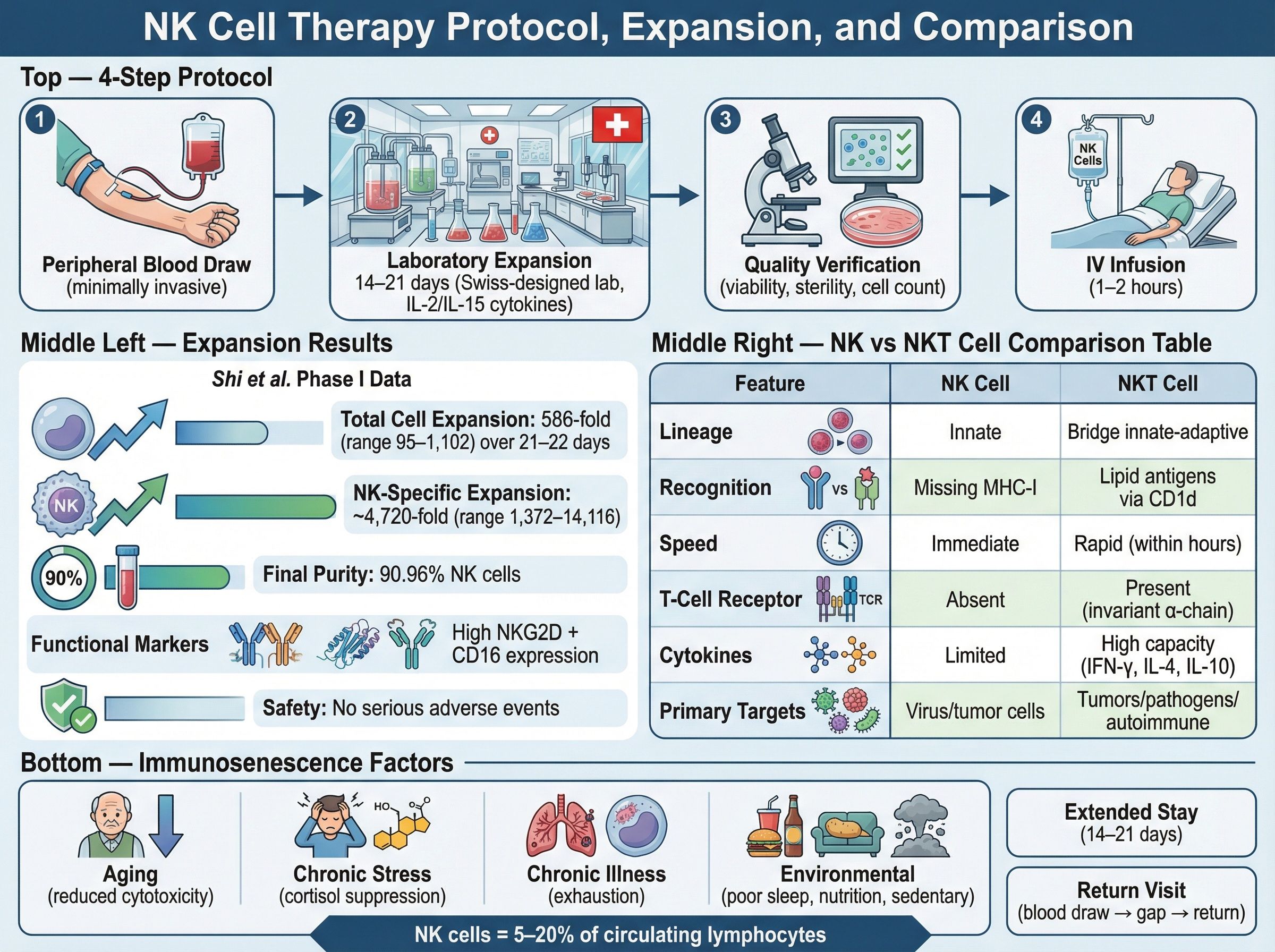 Diagram of NK cell isolation, expansion, and reinfusion