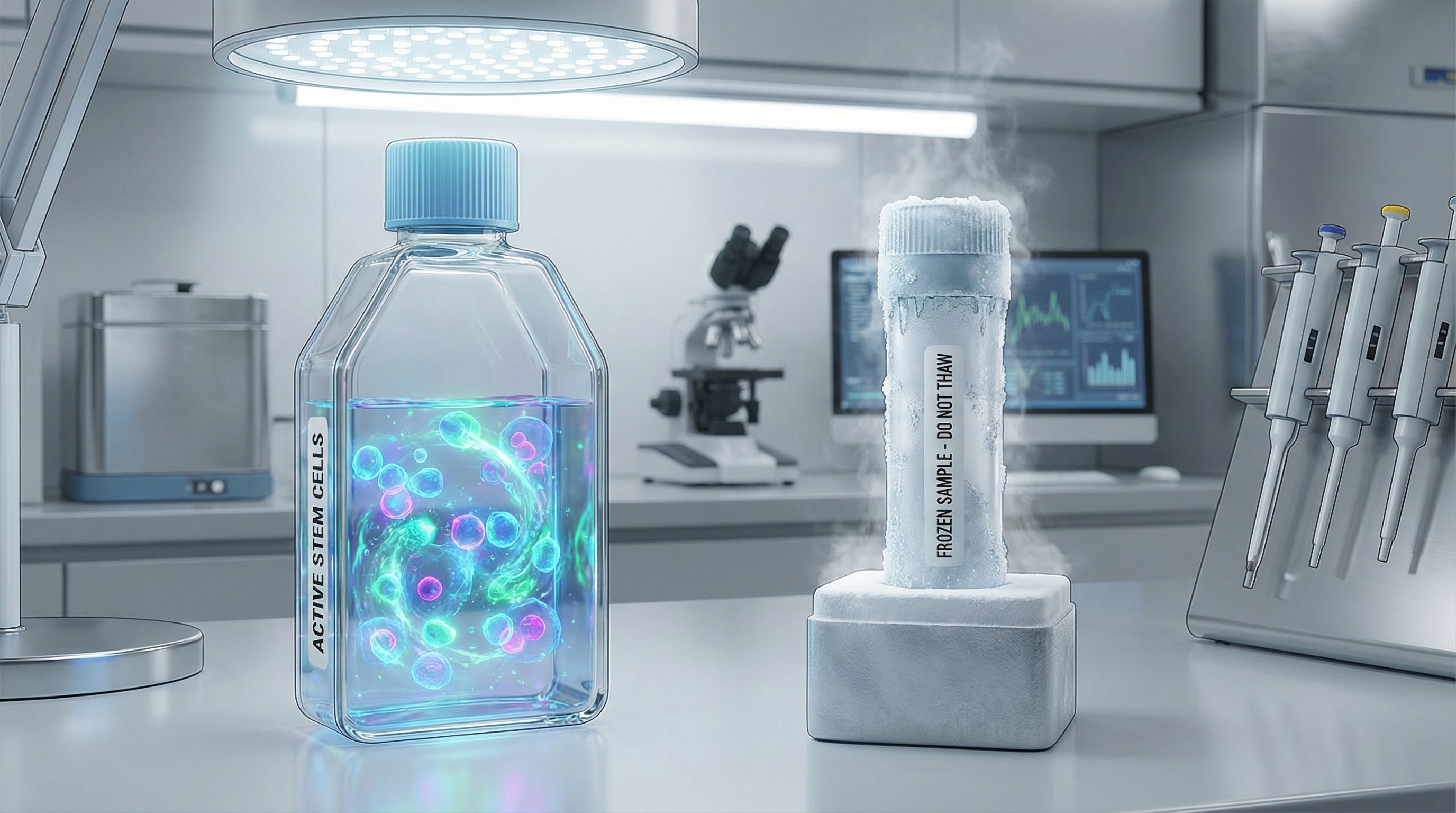 Fresh stem cell culture vs frozen vial comparison