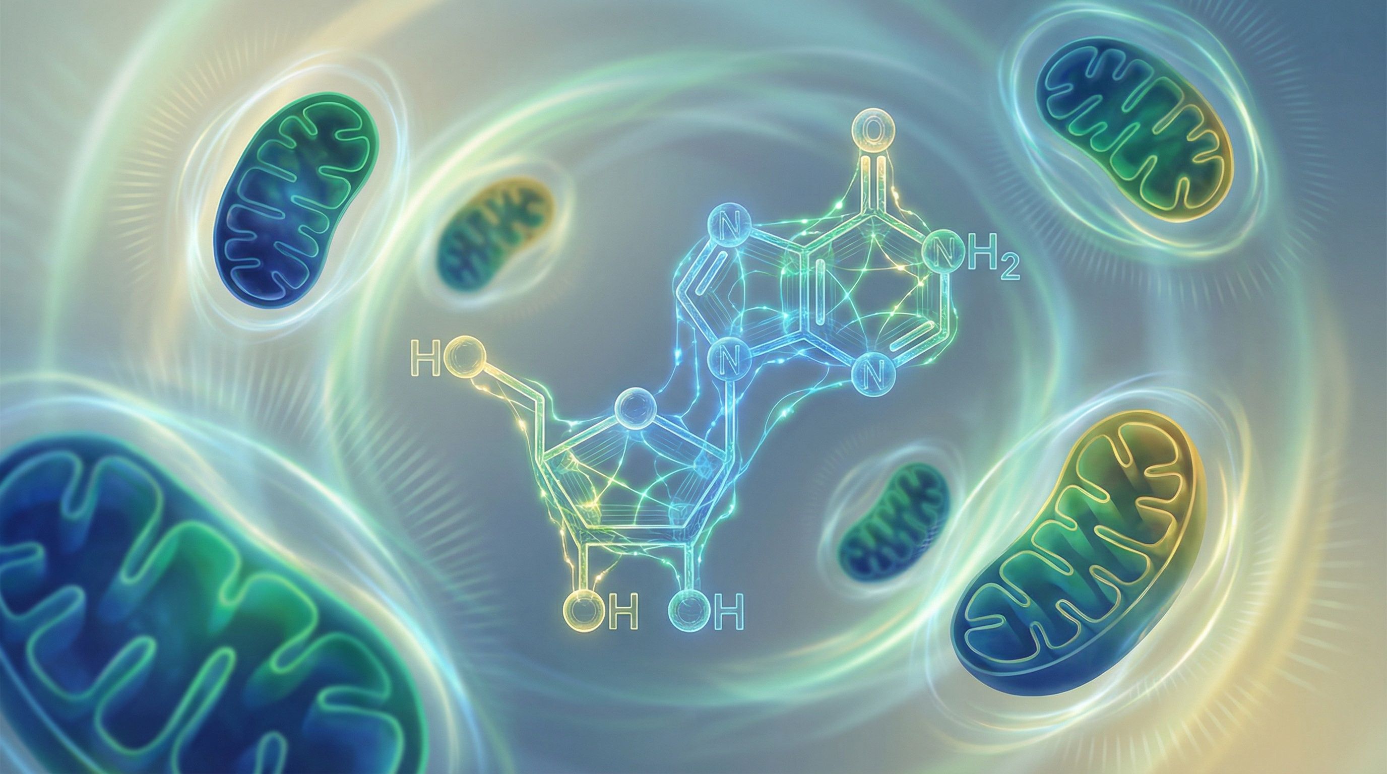 Molecular structure of NAD+ with cellular energy concept