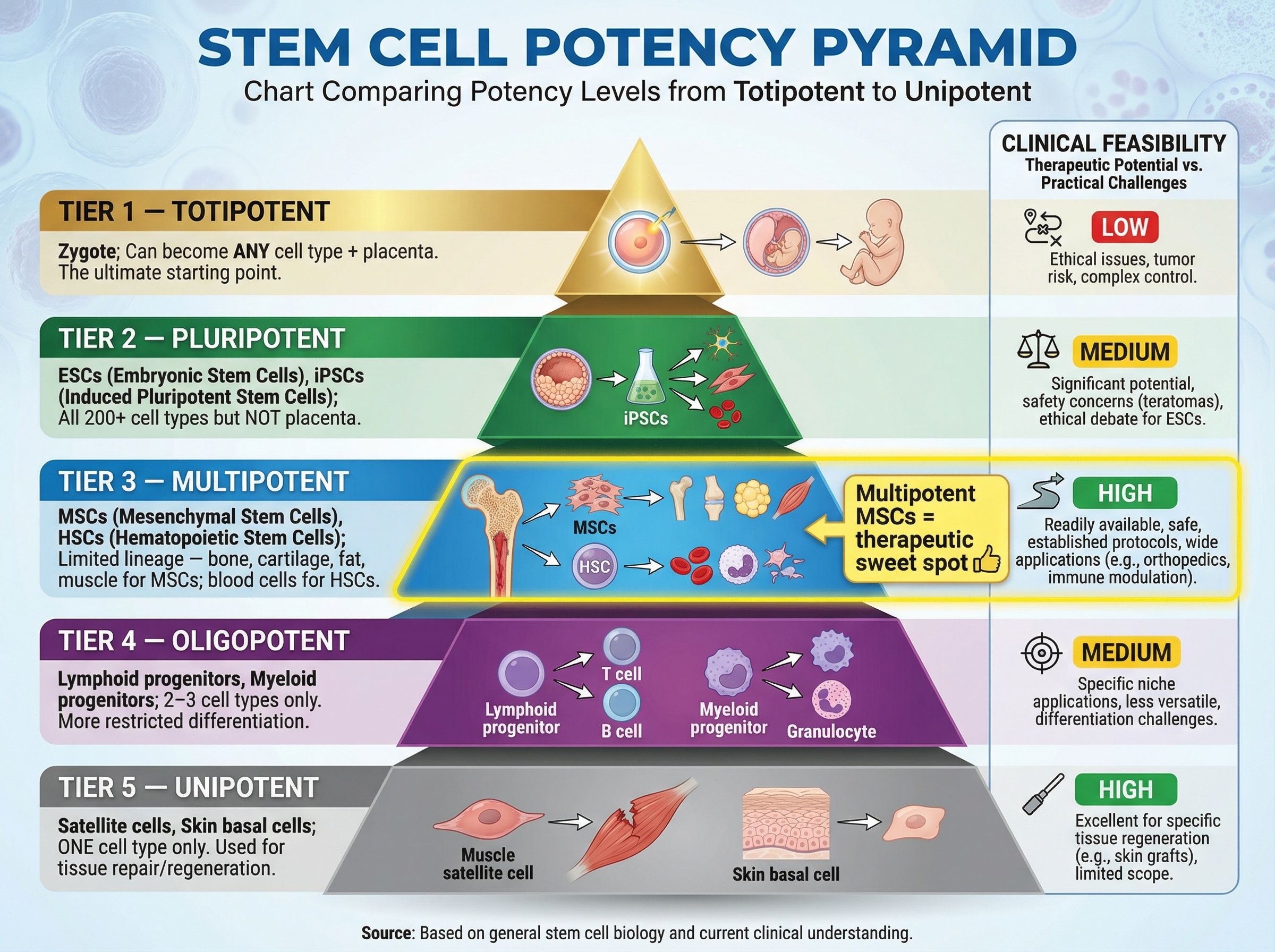 Chart comparing potency levels from totipotent to unipotent