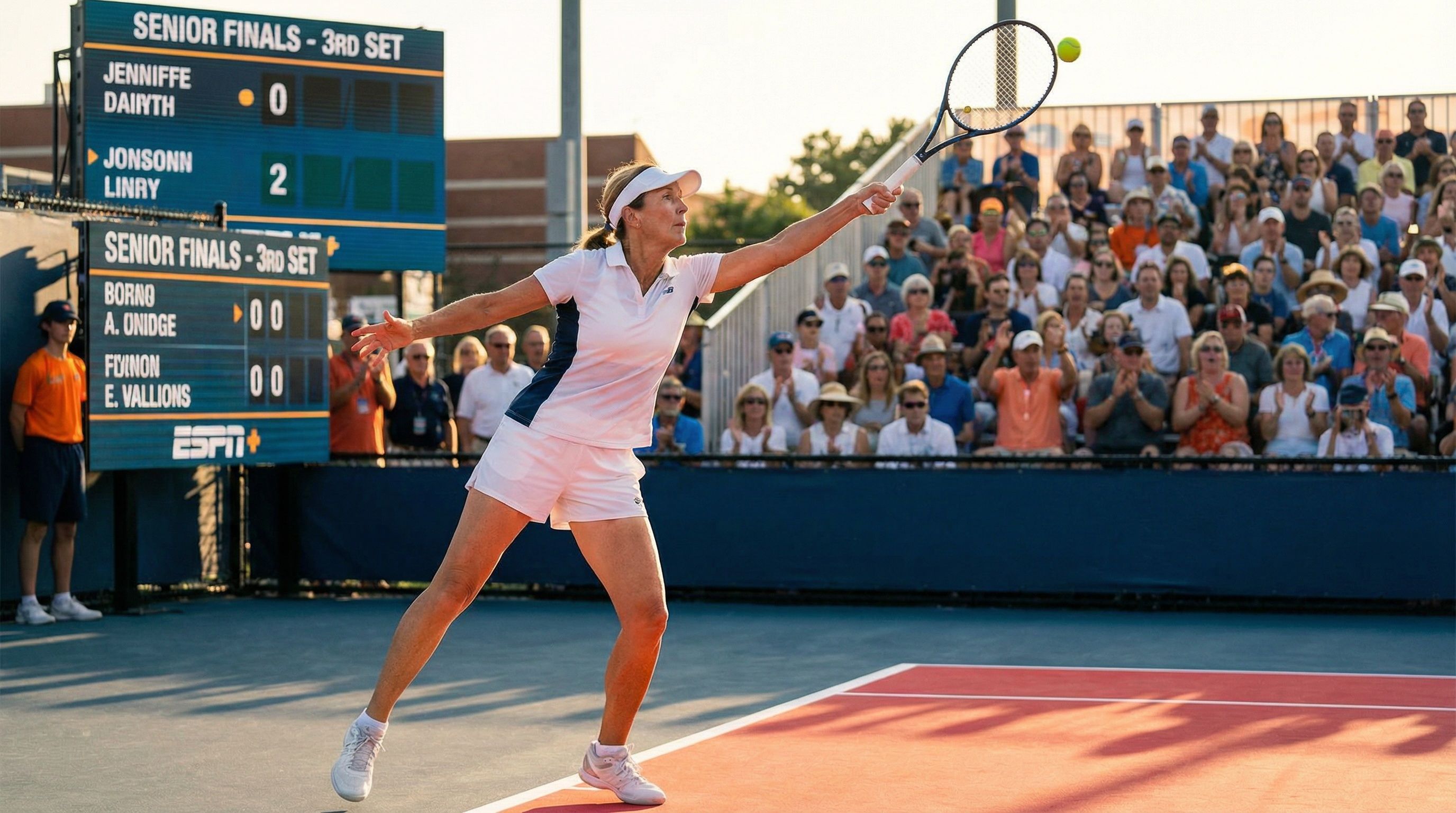 Active person serving in tennis with full shoulder range of motion