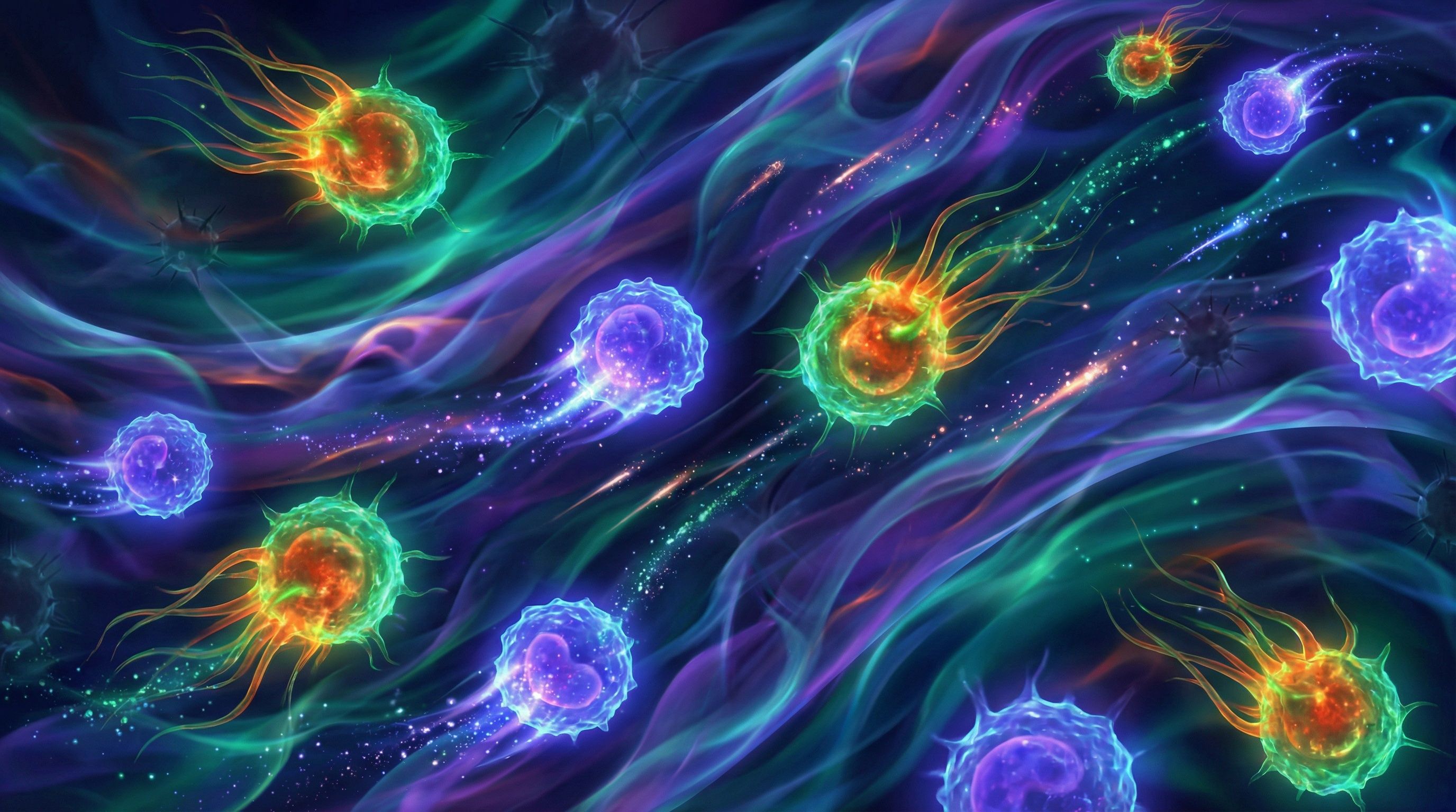 Abstract visualization of an activated immune system