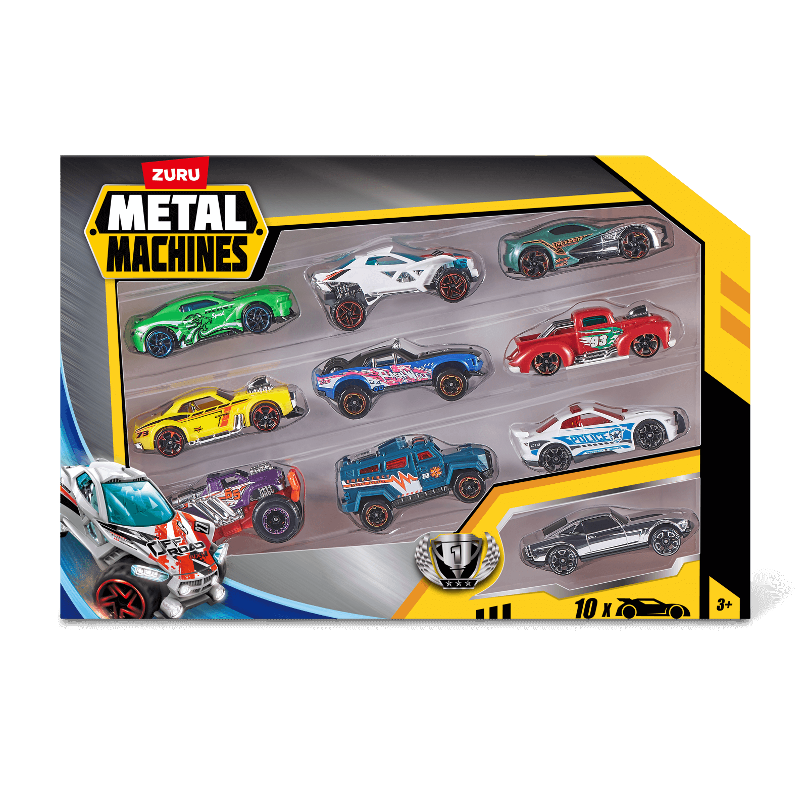 Metal Machines Mini Racer Car, 10 Pack