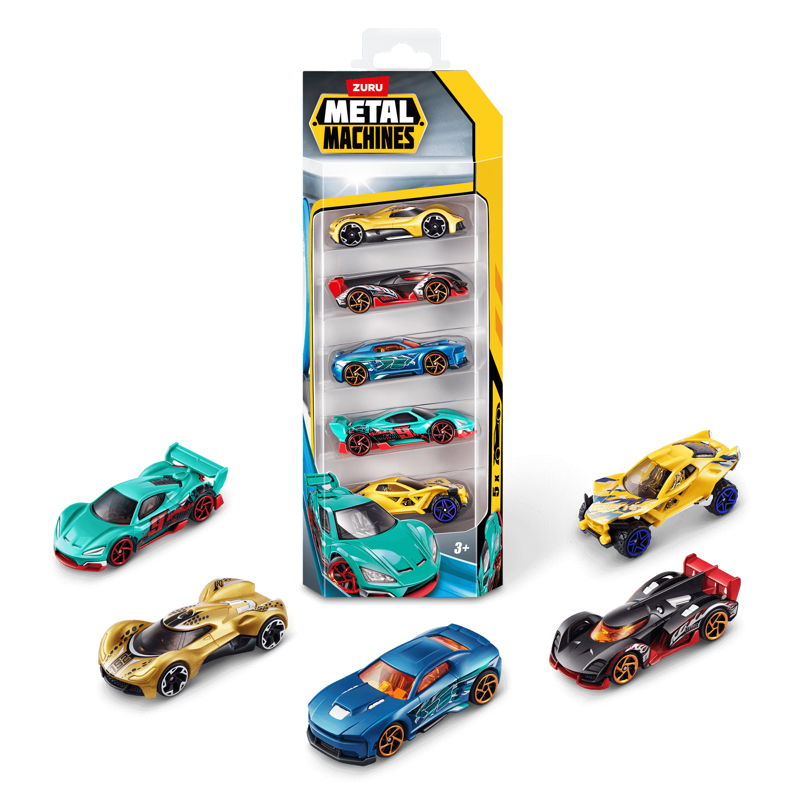 Metal Machines Mini Racer Car, 5 Pack