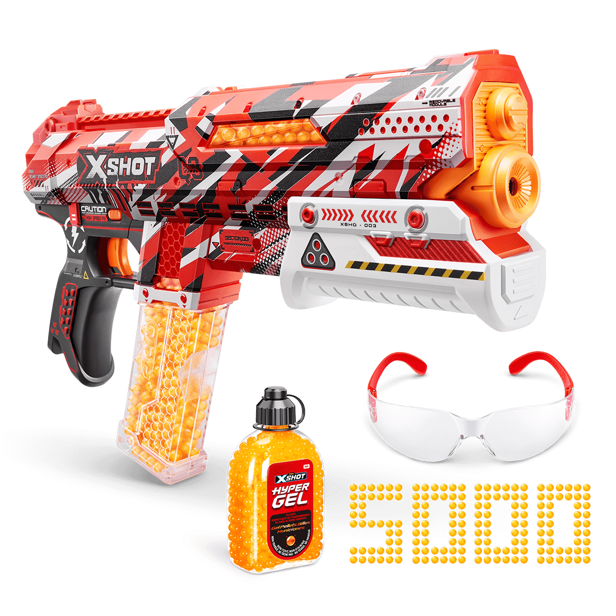  XShot Hyper Gel Trace Fire Blaster, Semi and Fully Automatic Gel  Blaster & 10,000 Gellets, 600 Capacity Hopper & 850 Capacity Mag, Ages 14 &  Up by ZURU : Toys & Games