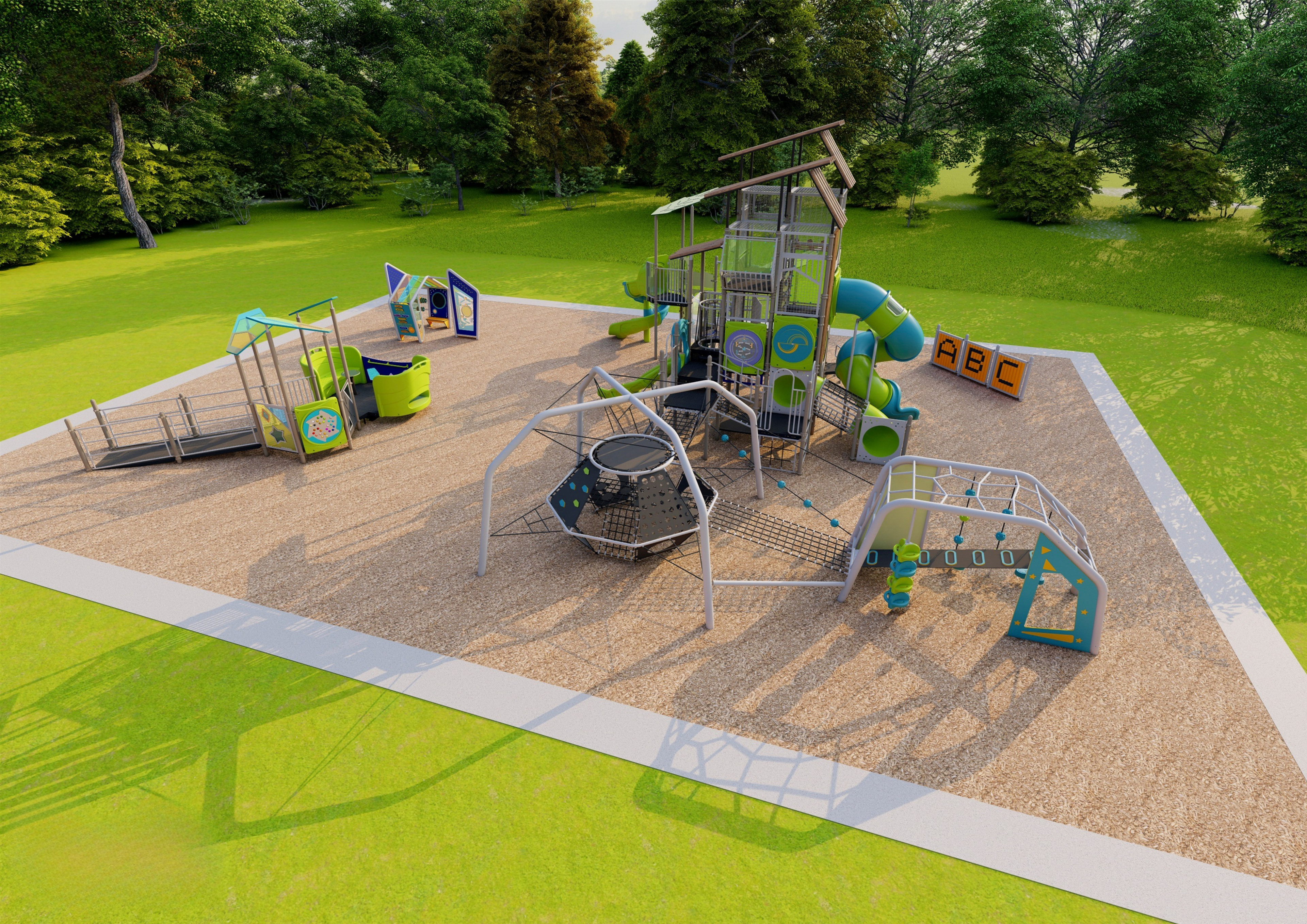 Children sitting together on a Westplay playground