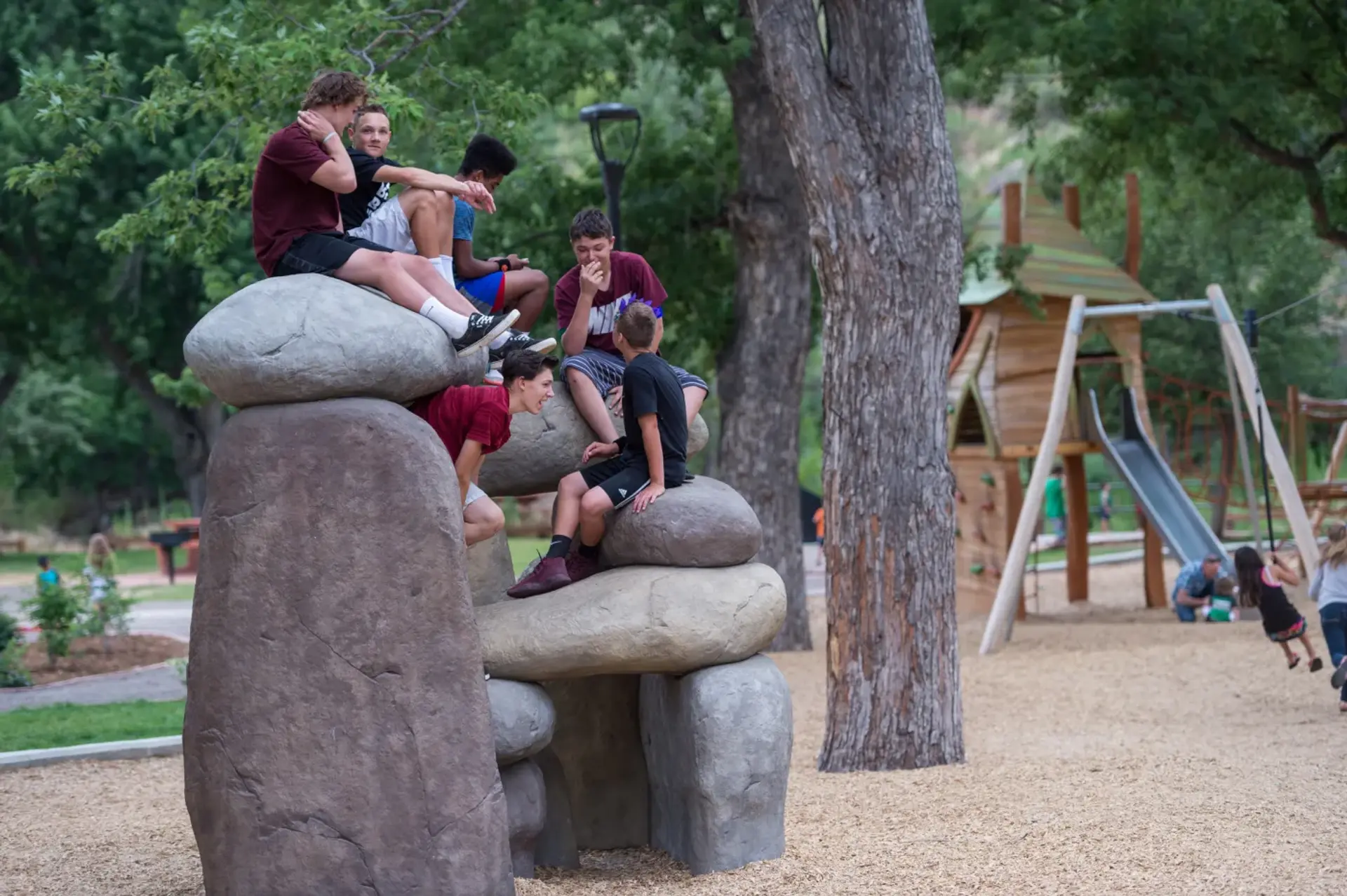 Play boulder climbing rock installed by Westplay