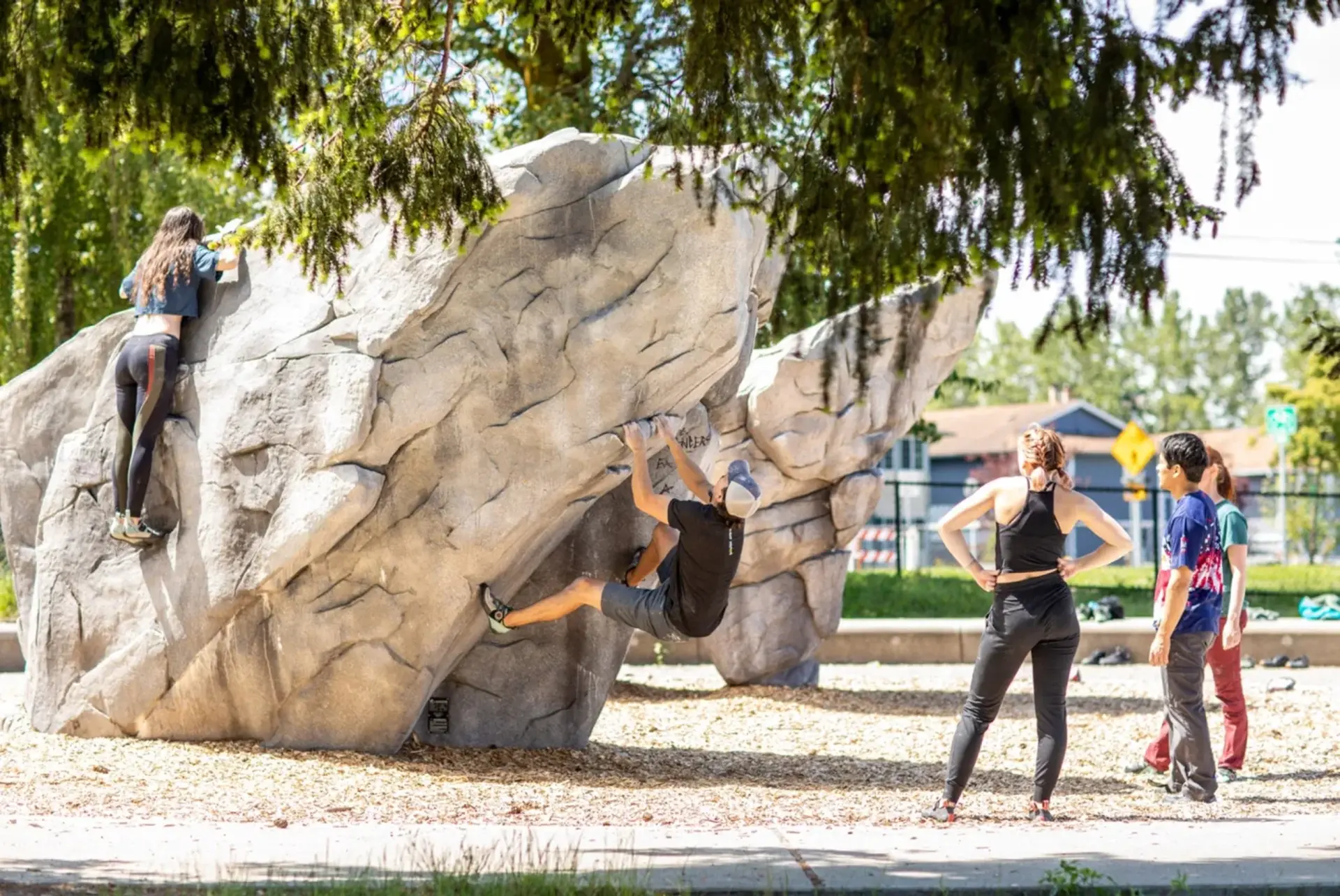 Play boulder climbing rock installed by Westplay