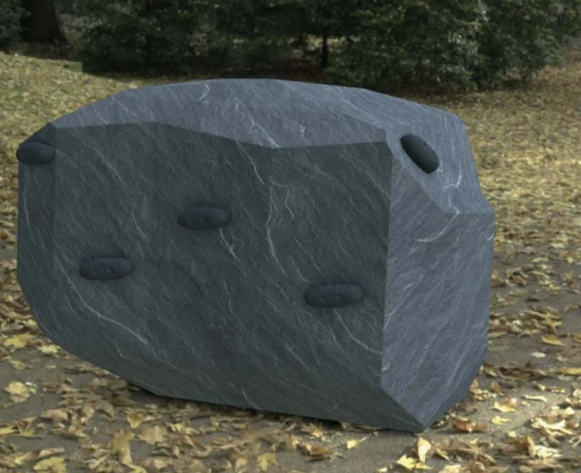 Small rock climberwith climbing hold