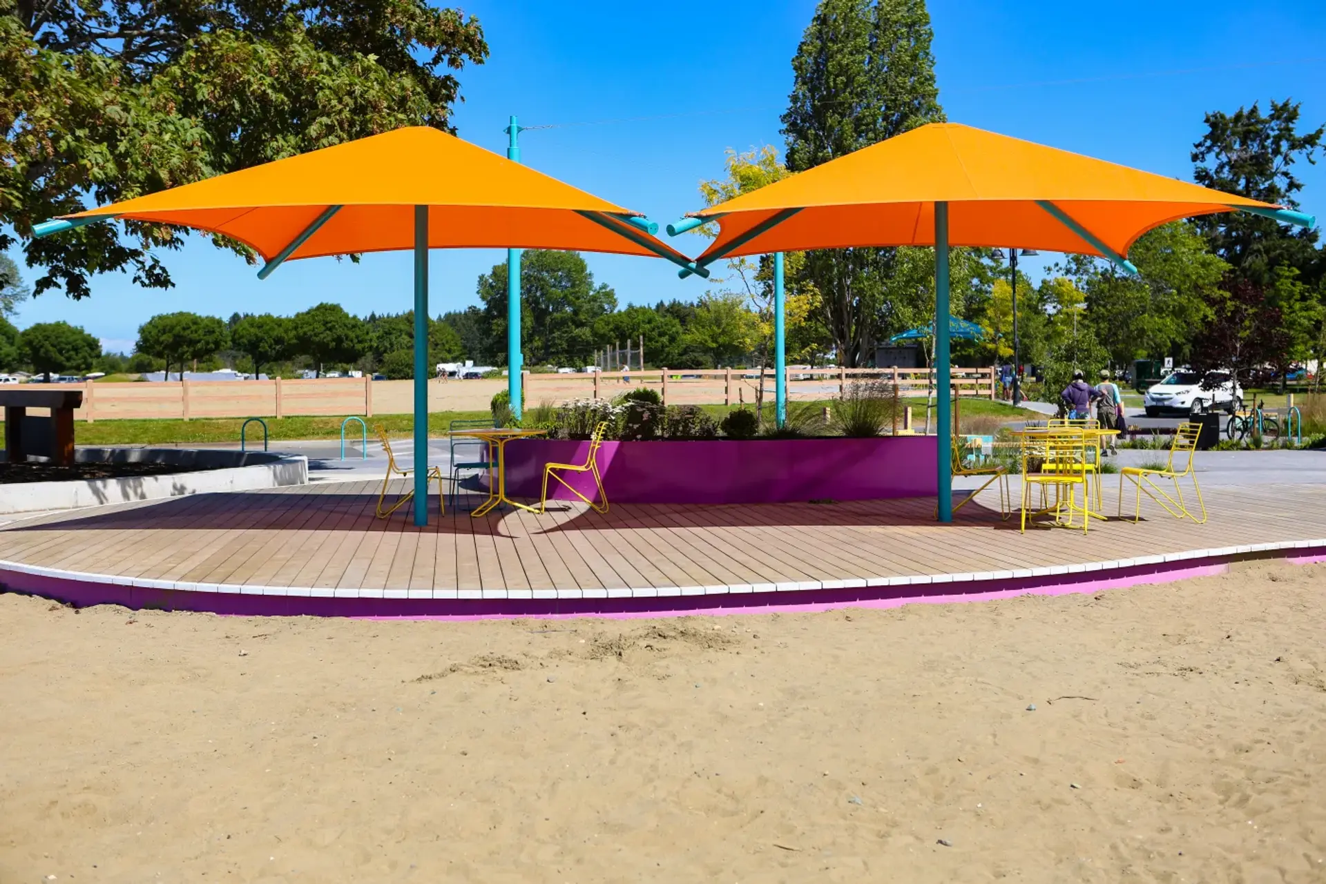 Shade sail and park shelter installed by Westplay