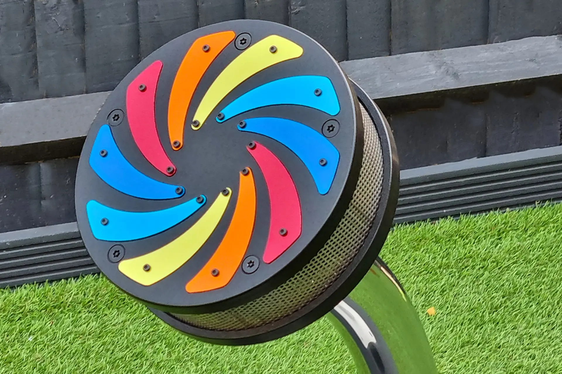 Outdoor musical instruments installed in a public park