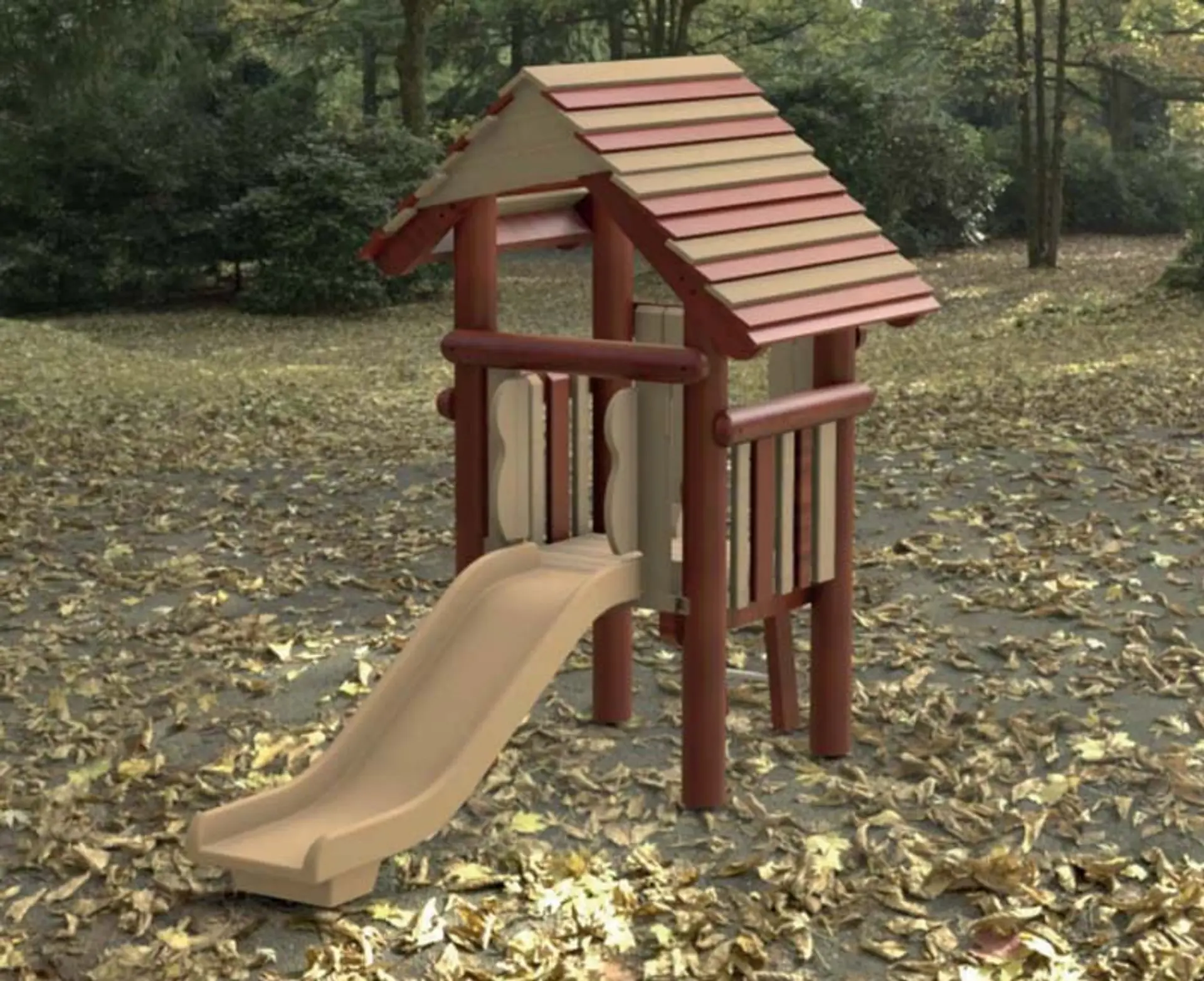 Slide & cabin (3ft) - Natural Wood Play Equipment