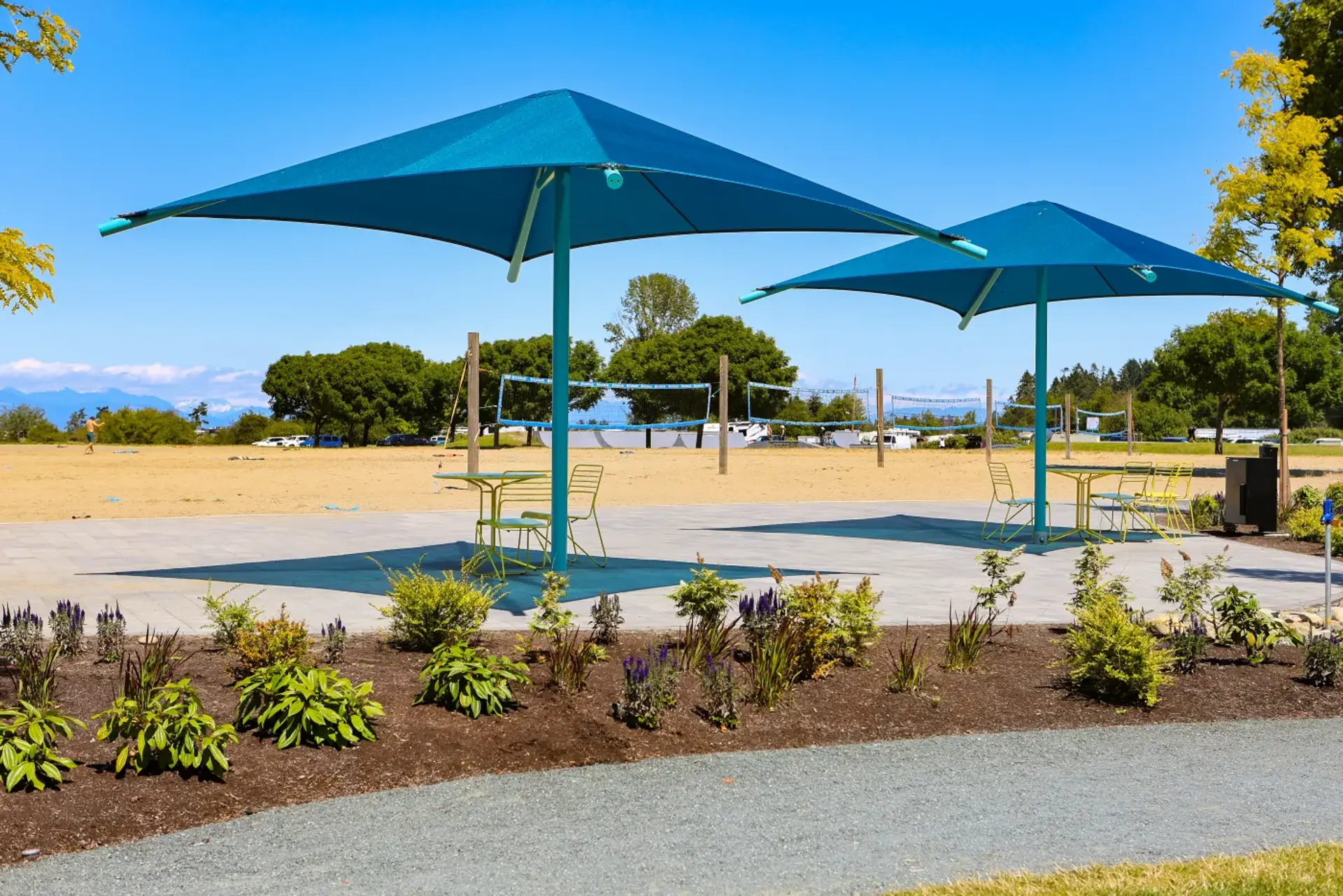 Shade sail and park shelter installed by Westplay