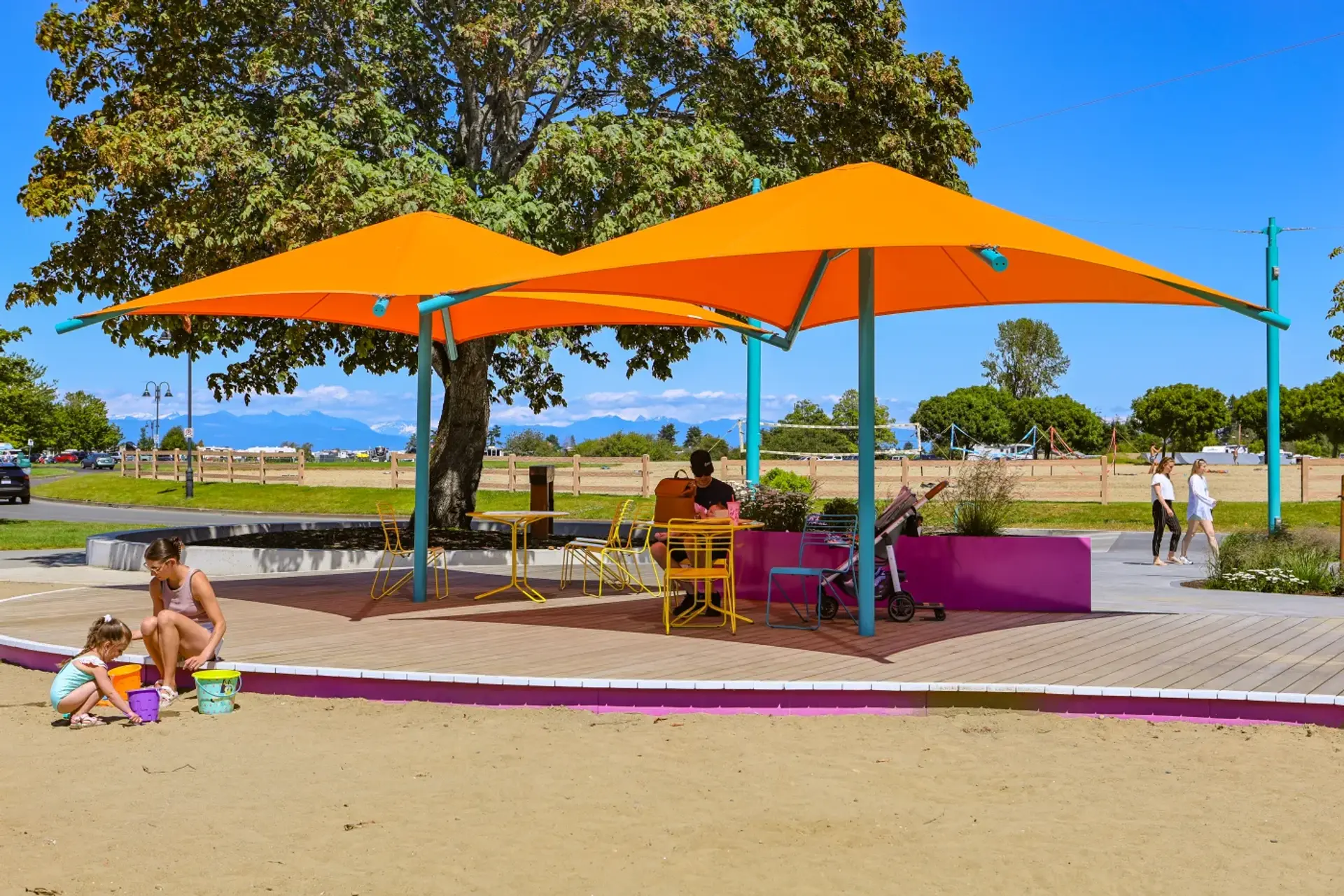 Shade sail and park shelter installed by Westplay