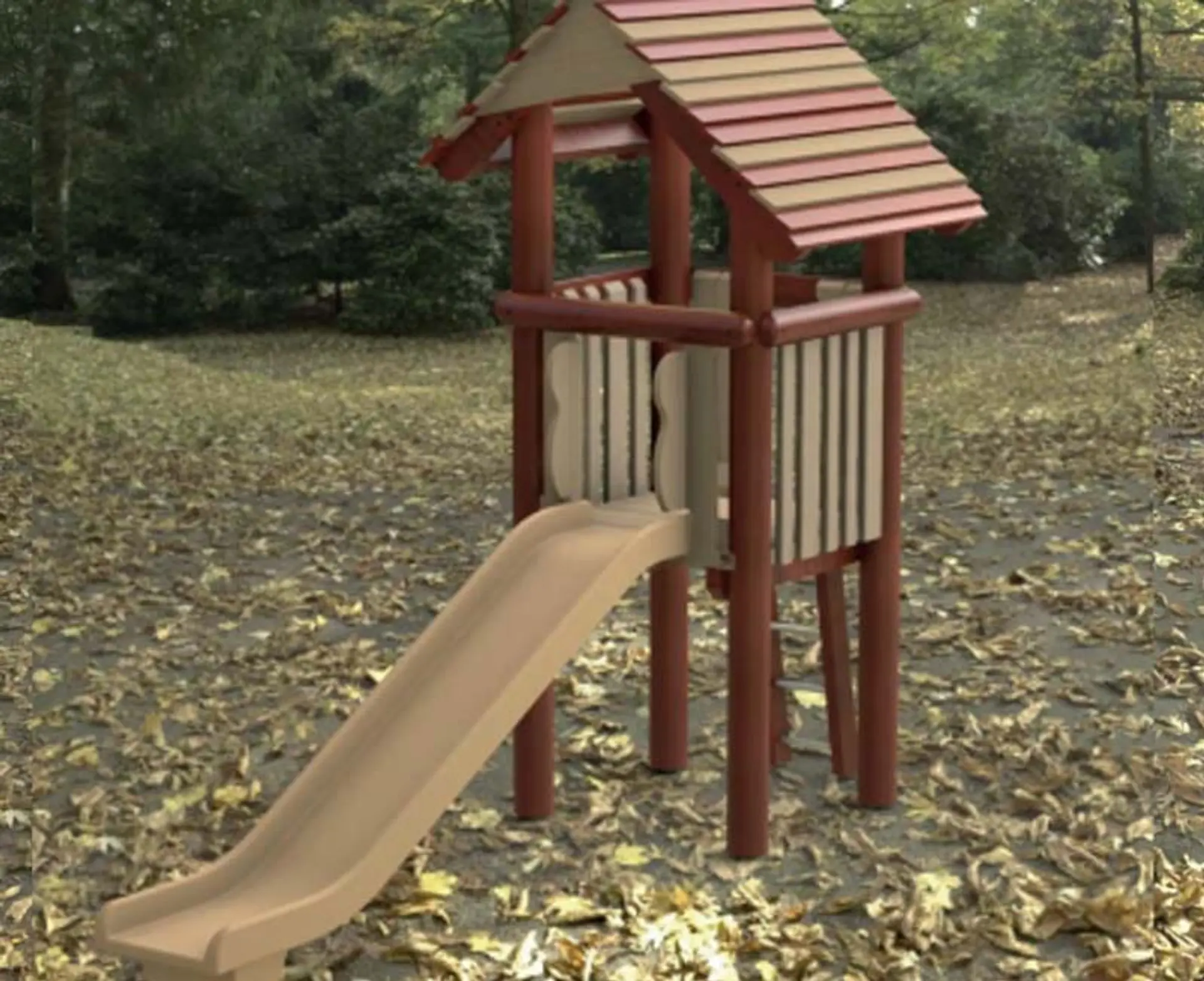 Slide & cabin (5ft) - Natural Wood Play Equipment