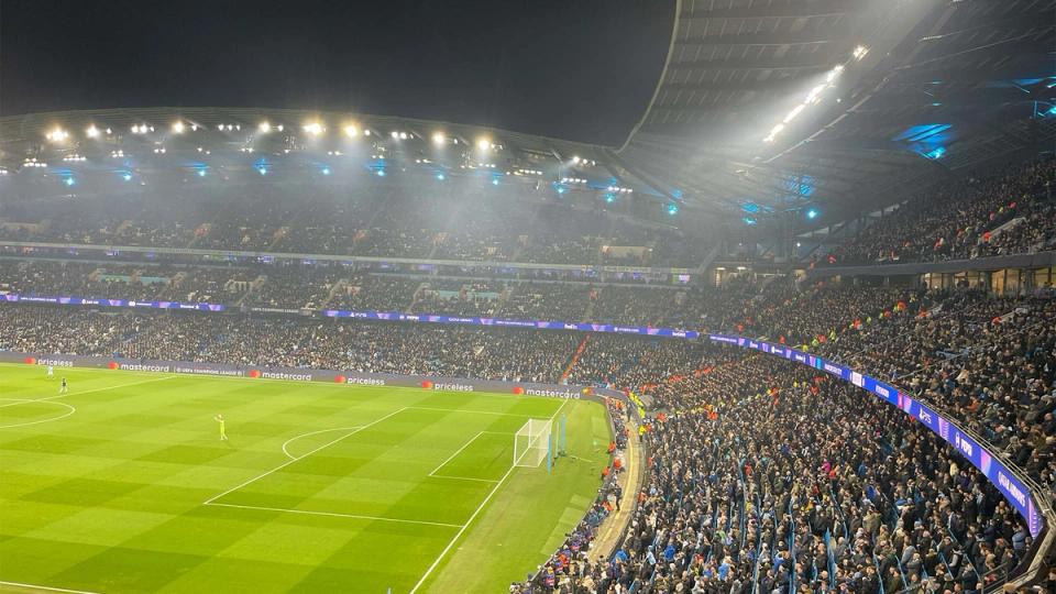 Etihad Stadium during a match between Manchester City and Feyenoord