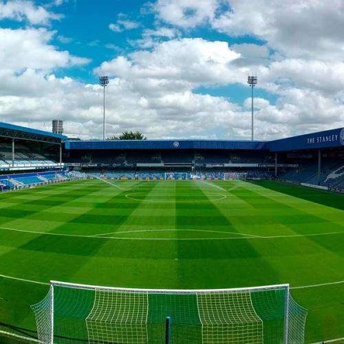 Empty Loftus Road seen from behind the goal