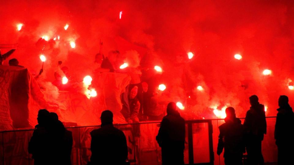Pyrotechnics at a football match