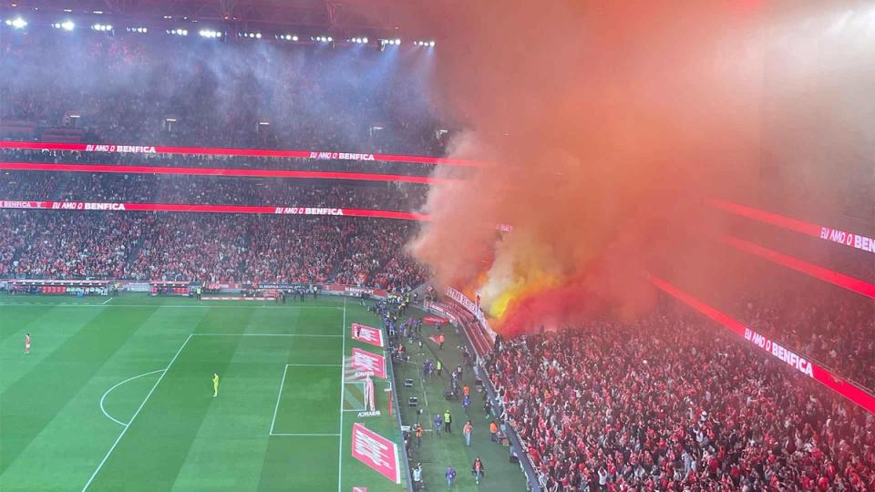 Pyrotechnics during a match between Benfica and Porto