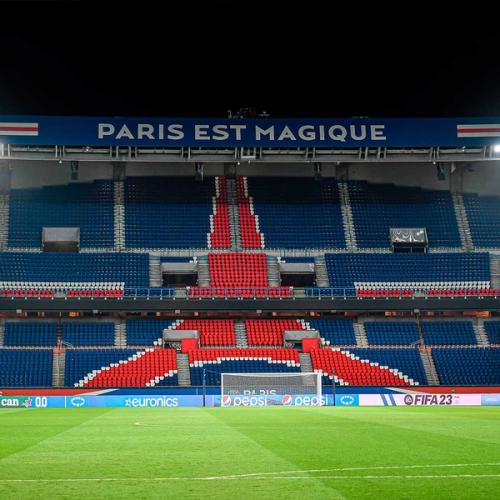 Inside Parc des Princes seen from the goal