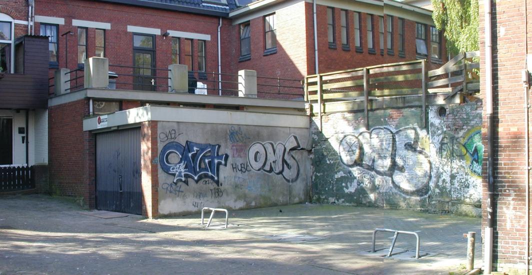 Shot of site with graffiti