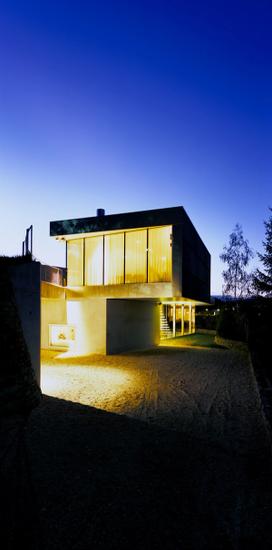 High contrast image of the Varner residence at night