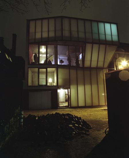 Photo of front facade shot in the dark
