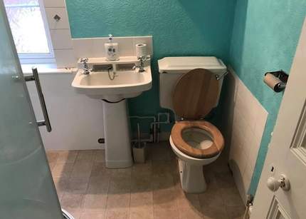 Bathroom before work begun in Spencers Wood, Reading