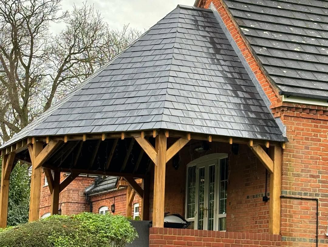 Side of completed patio canopy in Burghfield, Reading