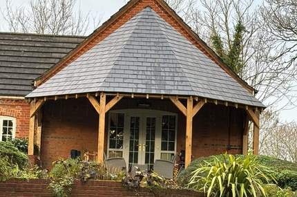 Front of completed patio canopy in Burghfield, Reading