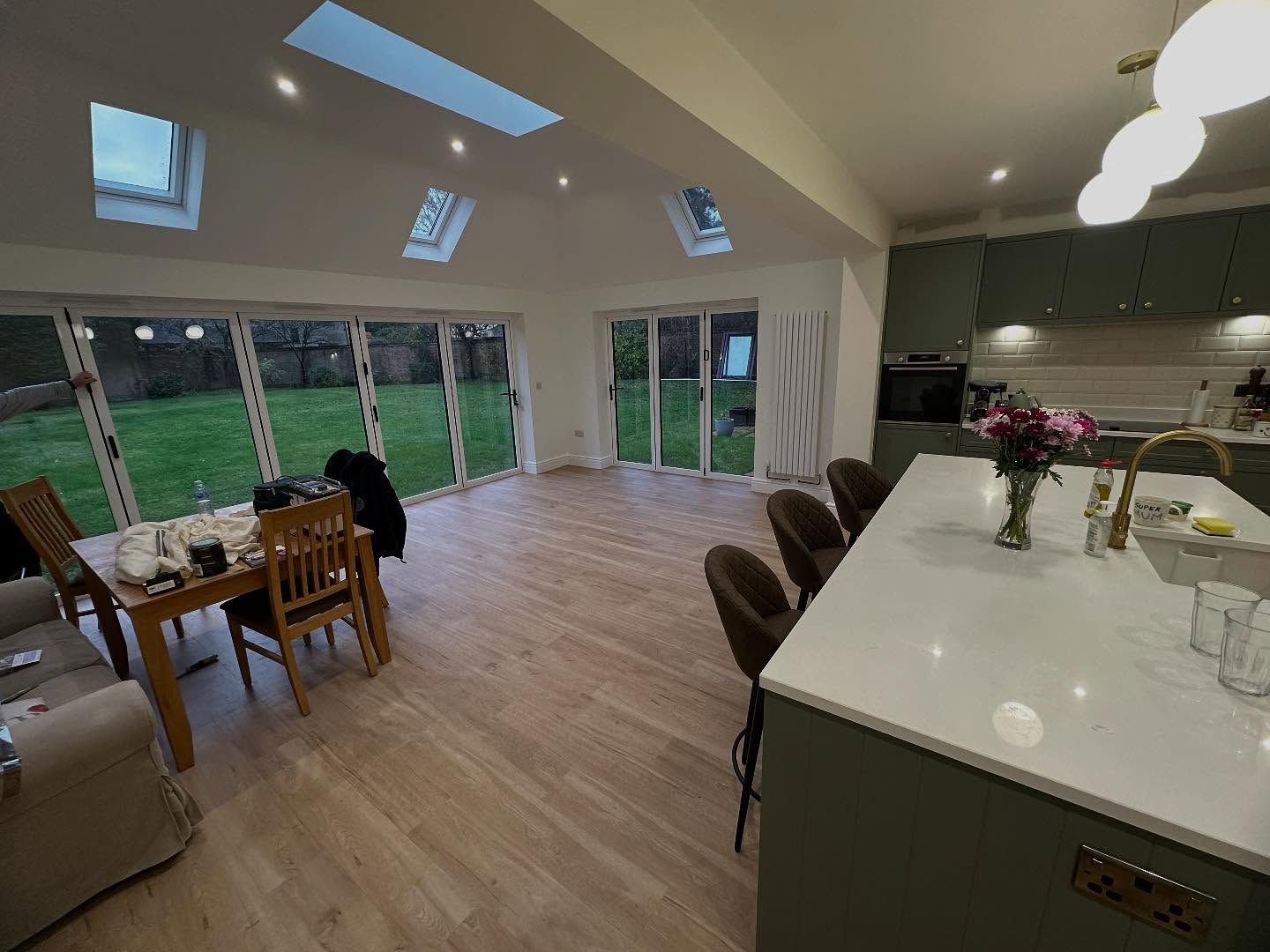 Kitchen dining area of new extension in Wokingham