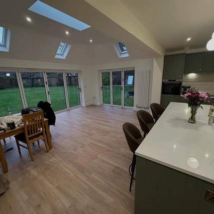 Kitchen dining area of new extension in Wokingham