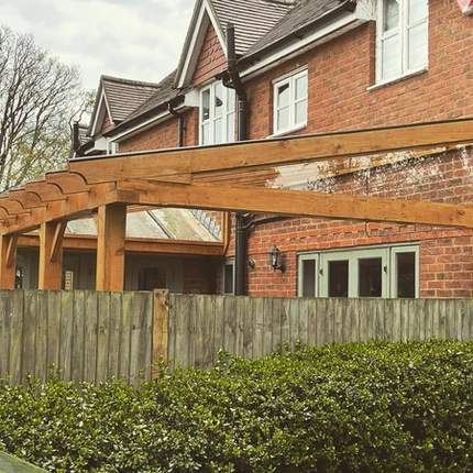 Completed patio and pergola in Hurst, Wokingham