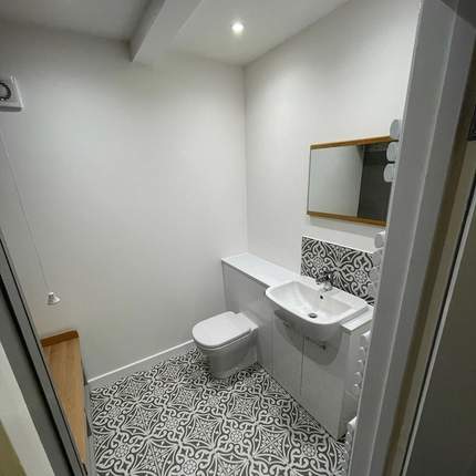Completed bathroom renovation, from door, in Earley, Reading