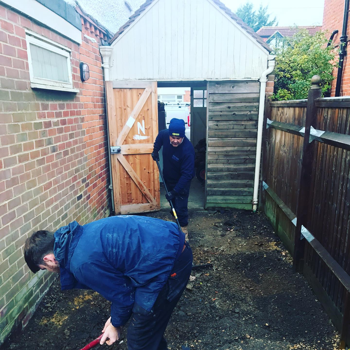 Russell and Ben Tanner preparing foundations