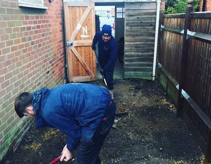 Russell and Ben Tanner preparing foundations