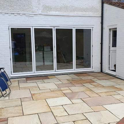 Completed installation of bifold doors and patio in Caversham, Reading