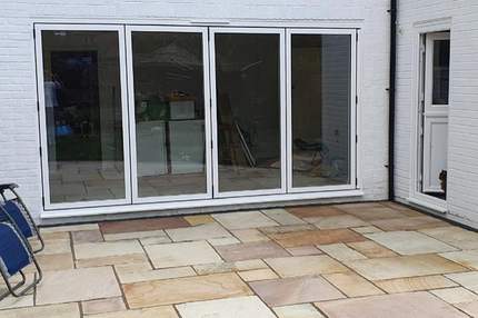 Completed installation of bifold doors and patio in Caversham, Reading