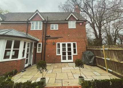 Patio before work begun in Hurst, Wokingham