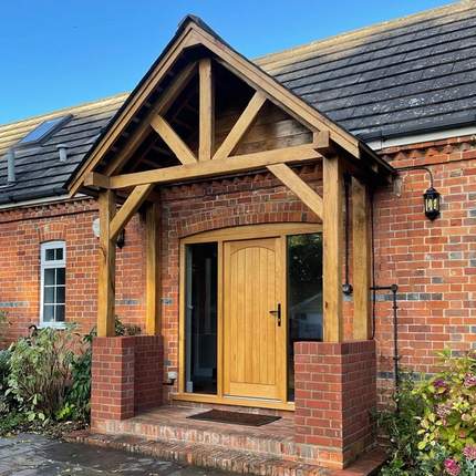 Right side of completed porch renovation in Burghfield, Reading