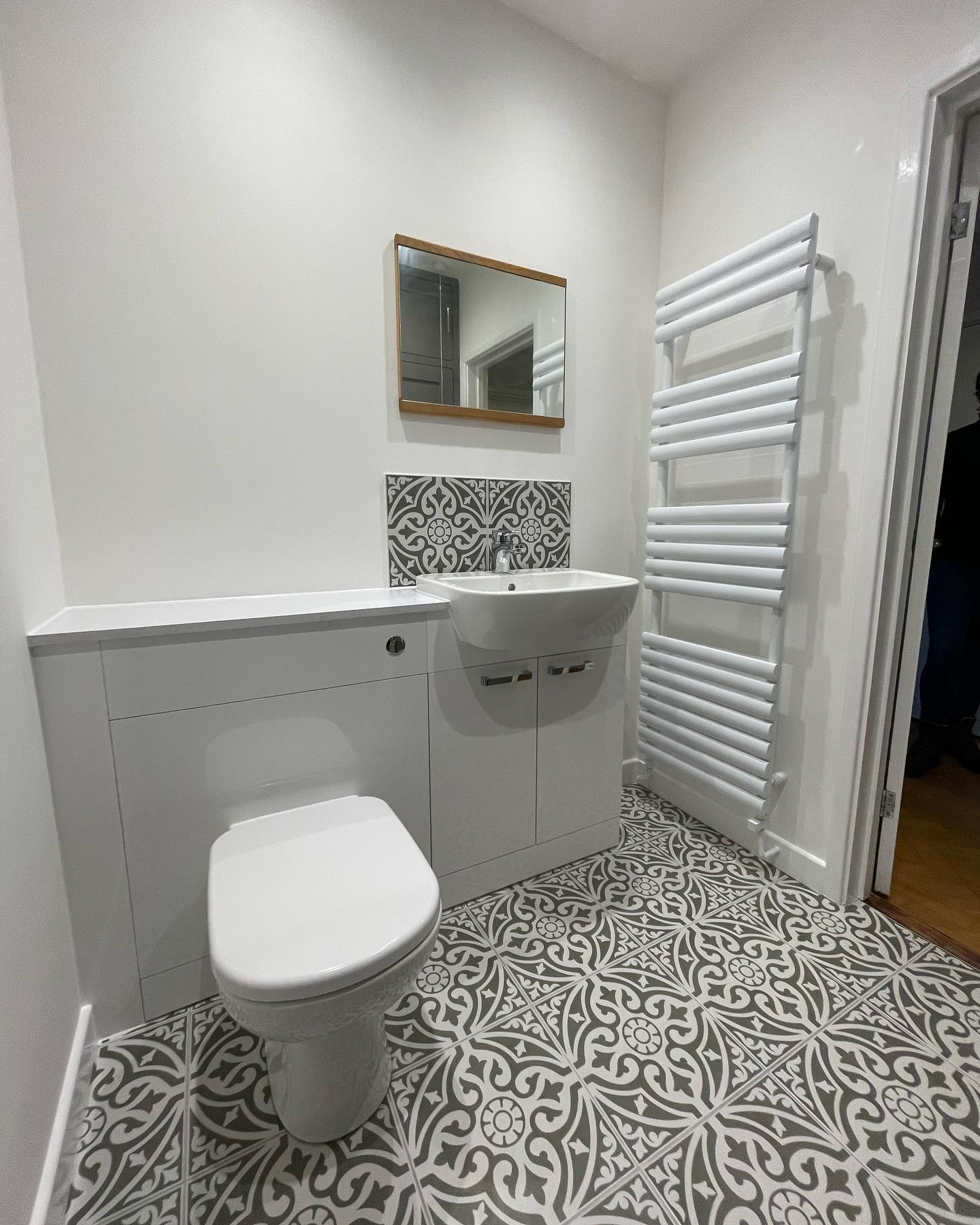 Completed bathroom renovation, from inside far corner, in Earley, Reading
