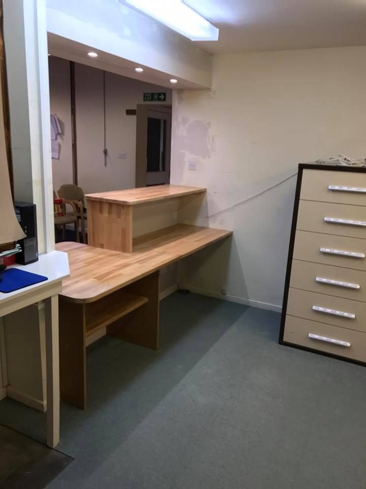 Completed reception desk renovation at Wargrave Surgery, Reading