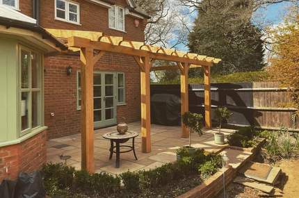 Completed patio and pergola in Hurst, Wokingham