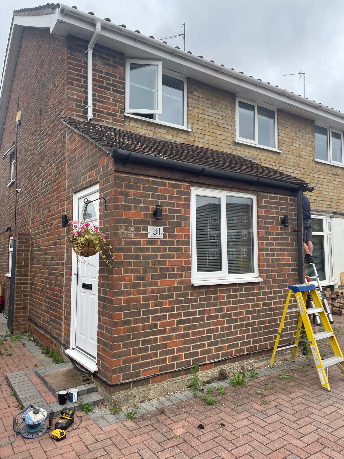 Porch roof before work begun in Southcote, Reading