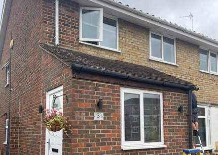 Porch roof before work begun in Southcote, Reading