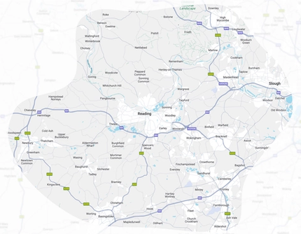 Map of Reading and surrounding areas